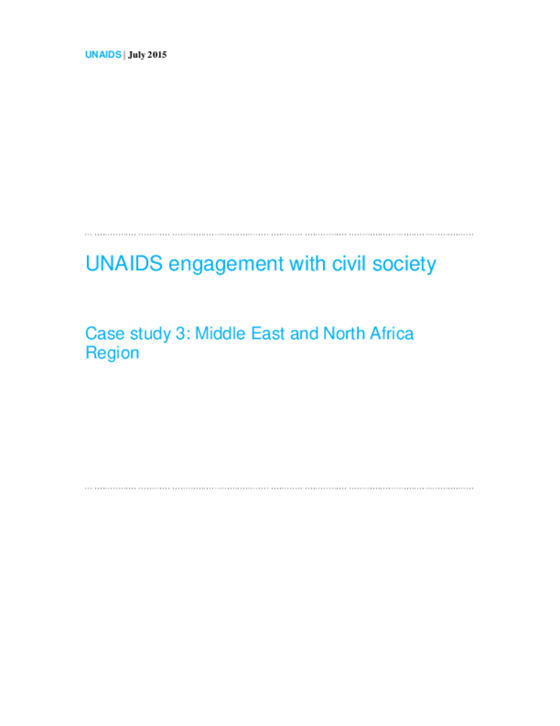MENA - Case Study on UNAIDS Engagement with Civil Society MENA - Case Study on UNAIDS Engagement with Civil Society