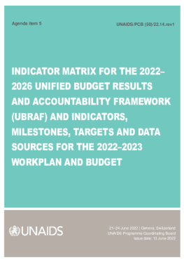 The Joint Programme’s performance indicators*   (referred to as UBRAF indicators) PCB50_Indicator_Matrix_2022-2026UBRAF_EN_REV1-Dec-2022-update
